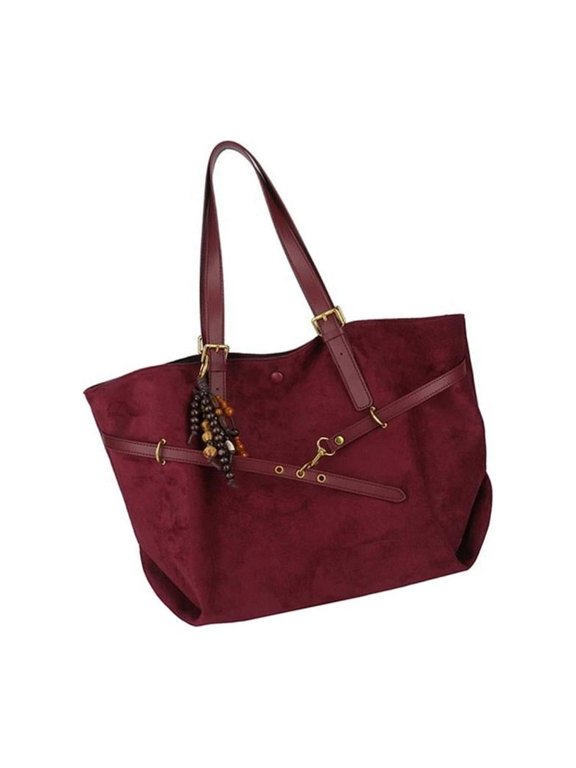 Elegant Korean Style Spacious Shoulder Bag Suedes Underarm Purse Casual Handbag For Women Daily Use