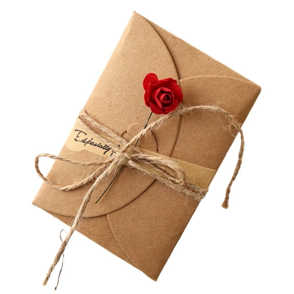 Elegant Kraft Flower Greeting Card with Dried Flowers and Jute Rope, Versatile Invitation and Appreciation Card for Weddings, Celebrations, and Special Occasions
