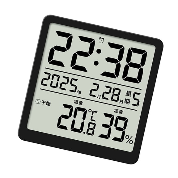 Digital Alarm Clock with Date Time Temperature Humidity LCD Display Operated for Modern Homes Decors