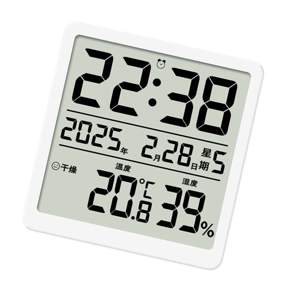 Digital Alarm Clock with Date Time Temperature Humidity LCD Display Operated for Modern Homes Decors