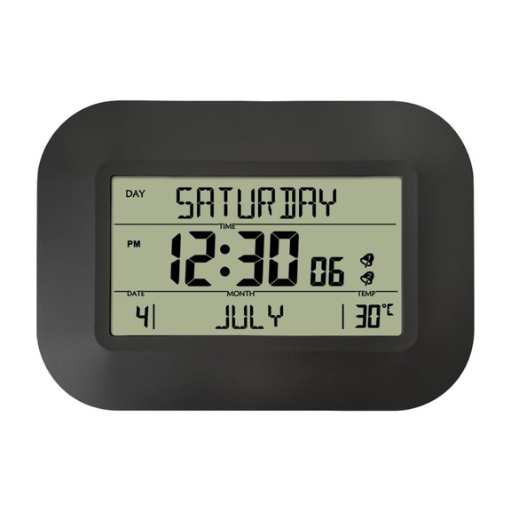 Elegant LCD Wall Desk Clock Offering Time Date Week Month Temperature Display And Snoozes Function Battery Operated