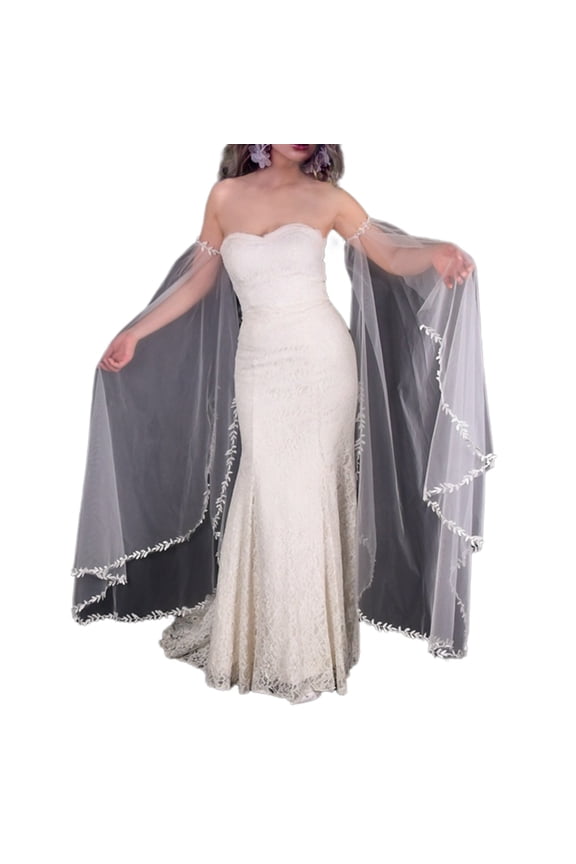 Wedding Dress Veil Arm Sleeves Gown Long Mesh Oversleeves Party Prom Armwears