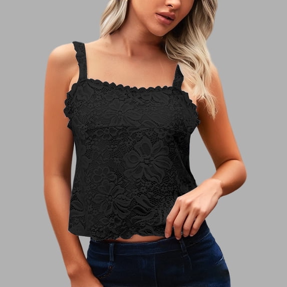 Elegant Lace Camisole Tank Tennis Top for Everyday Resort Wear Women's Sleeveless Bow Detail Blouse Spring Summer Black S