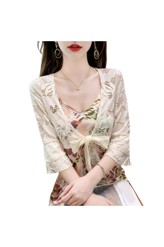 Elegant Lace Cardigan Tie Shawl Bridal Scarf Capelet For Wedding Dresses Evening Gowns Event
