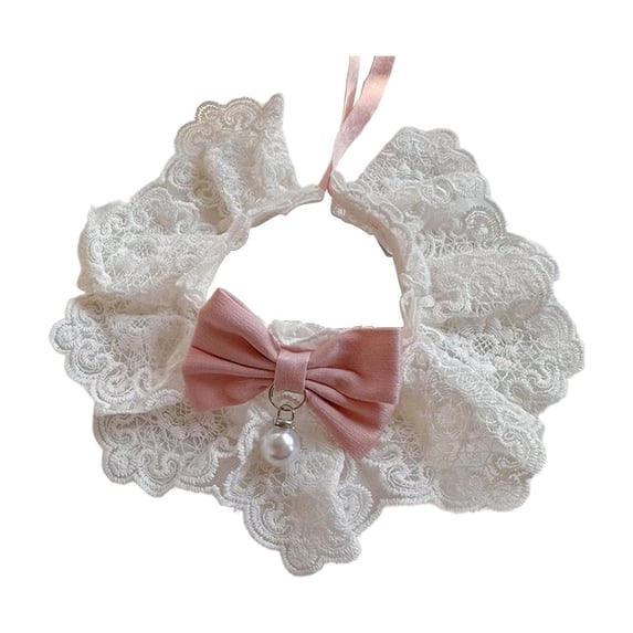 Elegant Lace Cat Collar with Cute Bow, Cat Collars with Bow Tie,Pet Lace Bib Collar with Cute Bow, Cat Princess Costumes