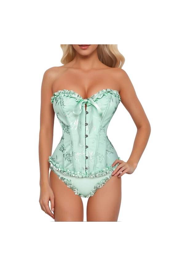 Elegant Lace Corset For Waist And Bust Support Shapewear For And Sculpting Alluring Lingerie For Everyday Confidence And Style,Color:Light Green
