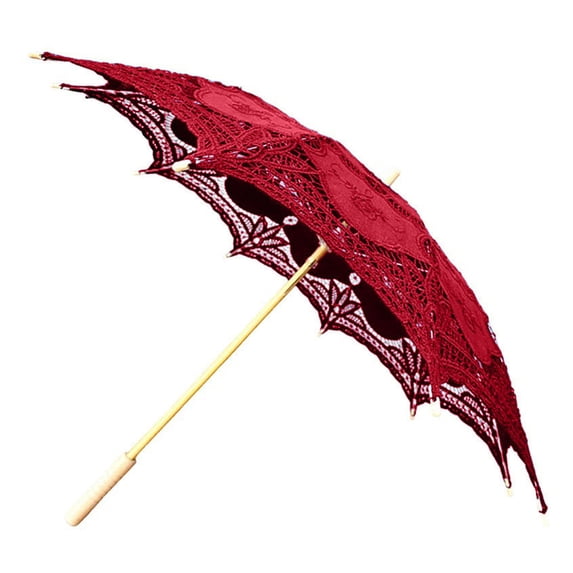 Elegant Lace Design Photography Umbrella Prop For Wedding Dance Events With Wooden Handle And 82cm Diameter