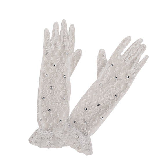 Elegant Lace Gloves for Girls Age 3 to 12 Years Split Finger Mitts for First Communion Parties