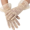 thumbnail image 1 of Elegant Lace Gloves for Women Full Finger Floral Lace Gloves with Ruffle Wrist for Wedding Party Prom, 1 of 3