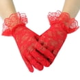 thumbnail image 1 of Elegant Lace Gloves for Women Full Finger Floral Lace Gloves with Ruffle Wrist for Wedding Party Prom, 1 of 3