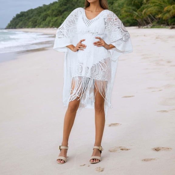 Elegant Lace Kimono Beach Cover Up For Women Sexy Swimsuit Coverup Lightweight Bathing Suit Cover Up For Seaside Vacation And Summer Outfits plus Size Swimsuits Cover up for Women Long Bathing Suit