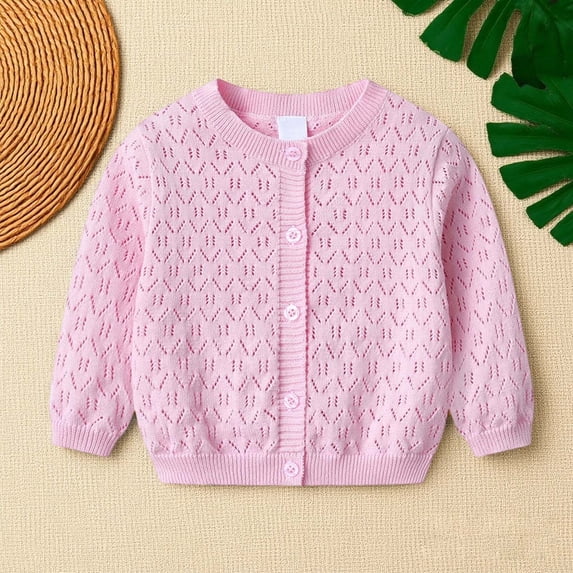 Elegant Lace Knit Cardigan for Girls Lightweight Openwork Autumn Jacket Soft Comfortable Toddler Wear