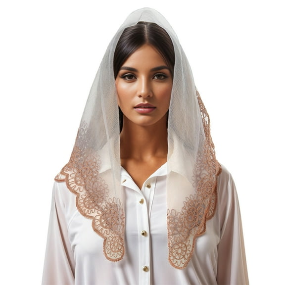 Elegant Lace Mantilla Veil Church Veil Shawl for Wedding Bride Veil Catholic Chapel Scarf Ethnic Headwear Photo Shawl