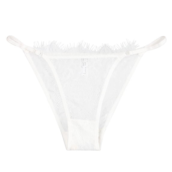 Elegant Lace Panties for Women Seamless Thin Strap Sheer Comfort Underwear White L