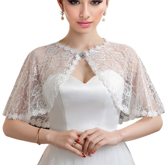 Elegant Lace Shawl Wrap Bride Wedding Shawl Lace Embroidered Women Tulle for Special Occasion