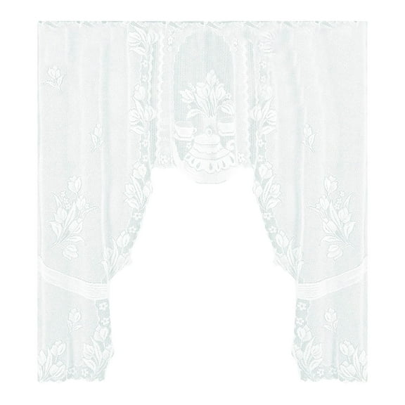 Elegant Lace Style Window Curtain Timeless Design for Kitchen, Dining Room, Bedroom, And Bathroom, Sheer Privacy with Decorative Charm, Perfect for Home And Cafe Settings. Ciozy