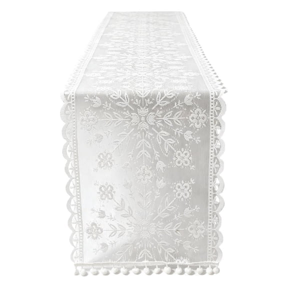 Elegant Lace Table Runner, Delicate Polyester Knit for Holiday Parties, Winter Banquets, Christmas Dining