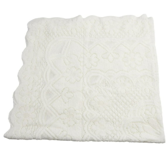 Elegant Lace Tablecloth Polyester Table Cover for Coffee Table TV Cabinet Dining Room White Floral Pattern