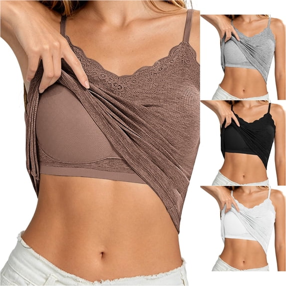 Elegant Lace Trim Tank Top With Built In Bra And Back Smoothing For Everyday Wear Womens Sleeveless Tee Shirts