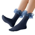 thumbnail image 1 of Elegant Lace Trimmed Thigh High Socks With Ruffle Detail For Comfortable Stretchable Stockings Fashionable Hosiery, 1 of 6