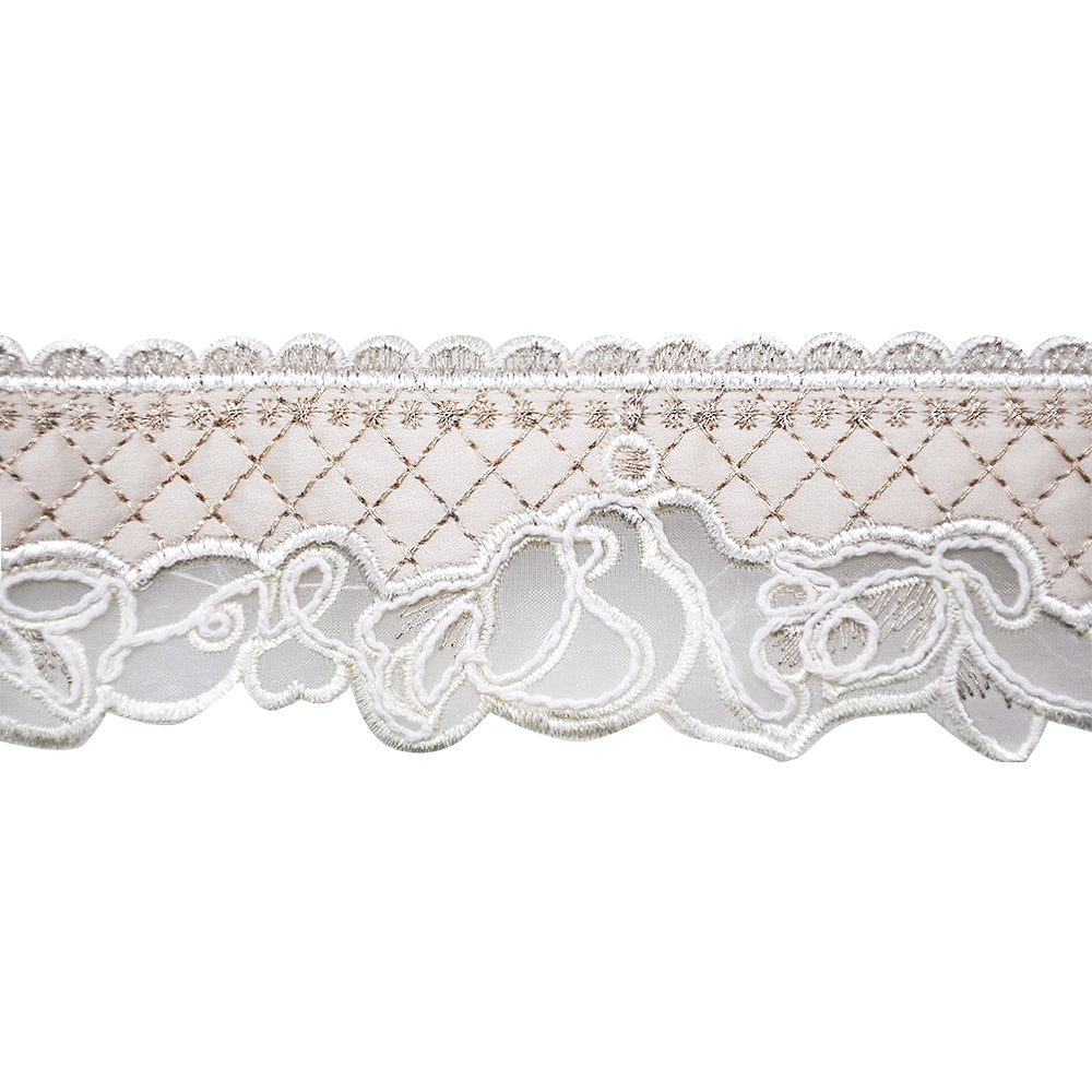 Elegant Lace Trimming - 4" Width (25 Yard Roll) BR-7542-28 Ivory