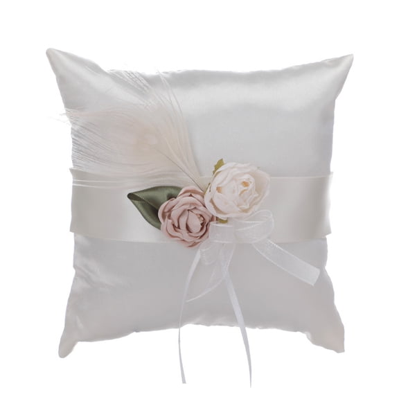 Elegant Lace and Bow Wedding Pillow for Ring Bearer - Decorative Floral Ring Pillow for Wedding Ceremony,