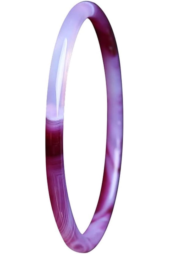 Elegant Ladies Jade Bangle, Natural Purple Chalcedony Agate Jade Ethnic Style Colored Jade Jade Bracelet with Box,60mm,57mm
