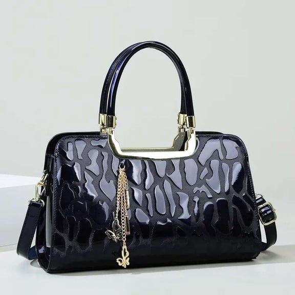 Elegant Ladies' Patent Leather Crossbody Boston Style Bag - Spacious Design