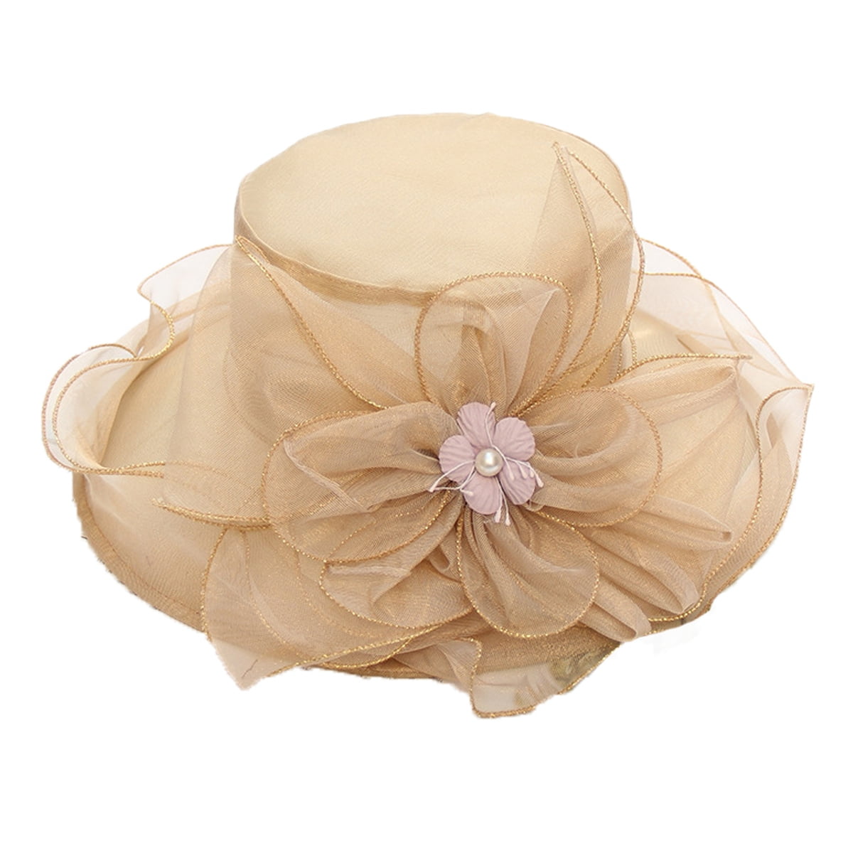 Elegant Lady Hat Organza Wide Brim Hats For Women Wedding Party