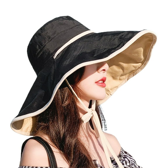 Elegant Lady Sun hat,Large Brim Double-sided Wearable Sun hat,Summer Vacation Out Necessaries,Comfortable Sun Proof Simple Design Elegant Women Hat