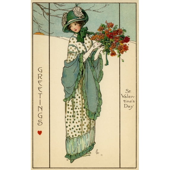 Elegant Lady Valentine Card Poster Print By Mary Evans Picture Librarypeter & Dawn Cope Collection