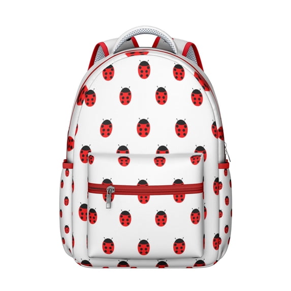 Elegant Ladybug Print Backpack - Lightweight School Bag, Water-Resistant Laptop Backpack with Multiple Compartments for Women & Teens