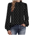 thumbnail image 1 of Elegant Lantern Sleeve Tops for Women Dressy Polka Dots Business Casual Blouse Keyhole Back Loose Ladies Office Shirts, 1 of 6