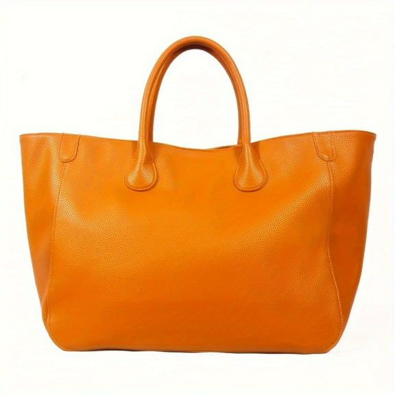 Elegant Large Capacity Tote Bag for Women - Solid Color, Durable PU Material with Magnetic Closure and Polyester Lining, Perfect for Daily Commute,  Handbag | Stylish Tote | Fixed Shoulder Strap