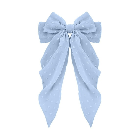 Elegant Large Chiffon Bow Hair Clip For Women Polka French Barrette With Long Tail Sophisticated Hair Accessories