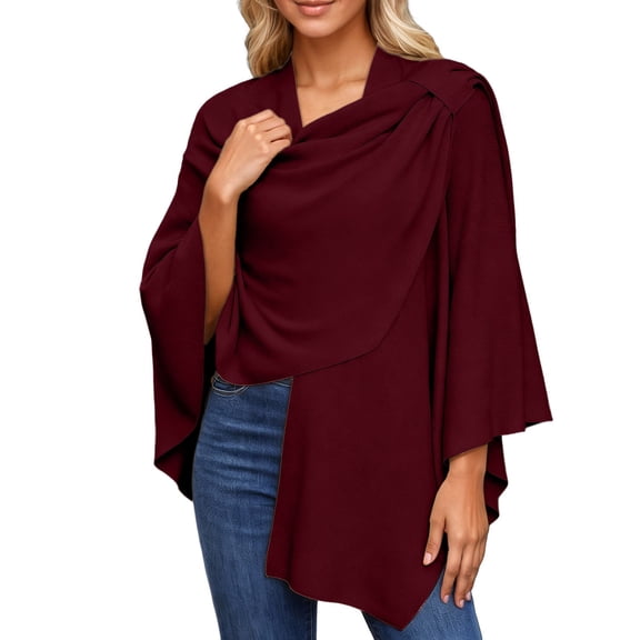 Elegant Large Front Knitted Poncho Wrap Topper Shawl Cape For Women Cozy Fall Winter Fashion Outerwear Garment