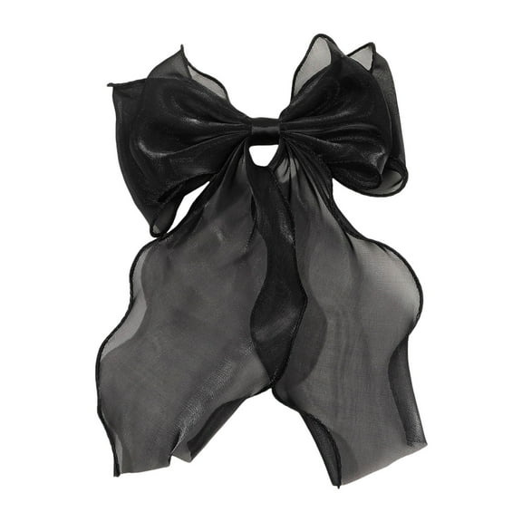 Elegant Large Silk Hair Bow Clips For Women And Girls Long Tail French Ribbon Hair Accessories