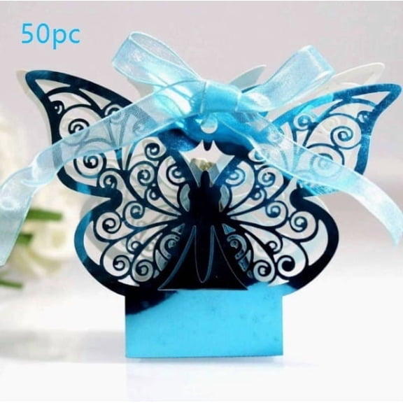 Elegant Laser Cut Butterfly Candy Boxes for Wedding Favors - Pearlescent Paper Gift Packaging for Candy, Chocolate, and Small Gifts