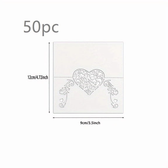 Elegant Laser Cut Heart Place Plaque - White Floral Design for Weddings and Special Events