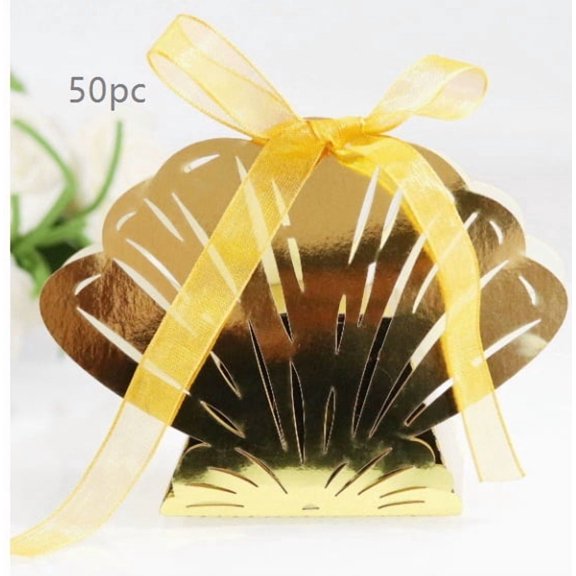 Elegant Laser Cut Wedding Candy Box - Shell Flower Design for Romantic Celebrations