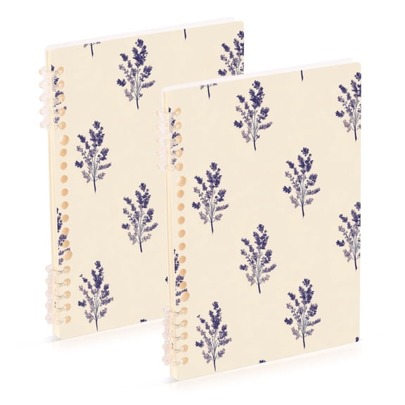 Elegant Lavender Flowers with Beige Background Notebook Detachable Coil Notebook Diary Plan Book A5 Size 60 Pages 1 Pack