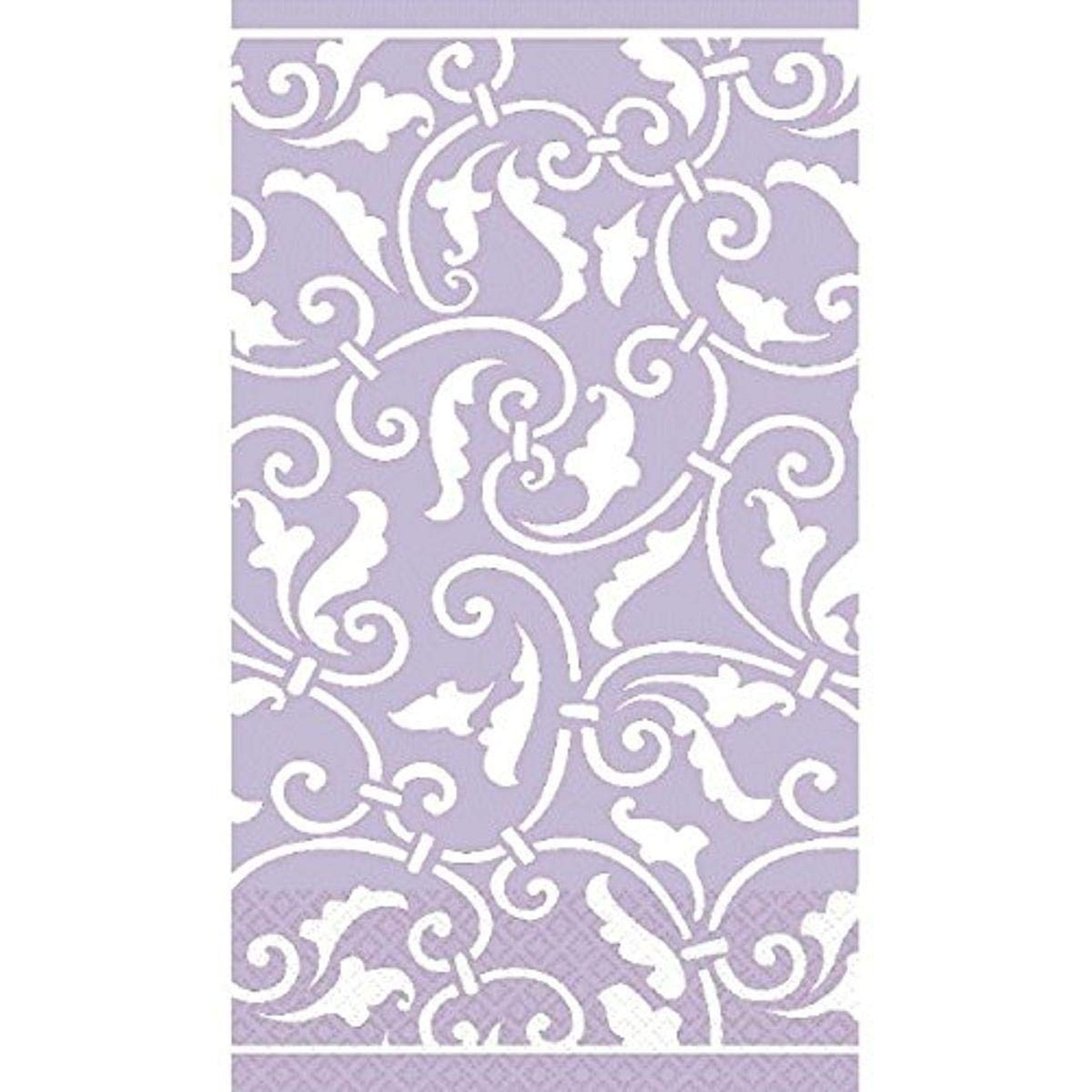Elegant Lavender Scroll Guest Towels - 16-Pack of 8