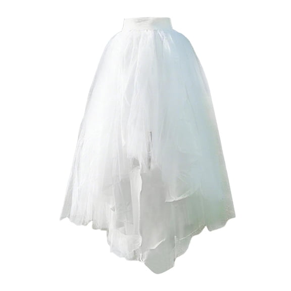 Elegant Layered Mesh Skirt with Asymmetrical Hem High Waist Flowy Chiffon Tiered Ruffle Design for Women