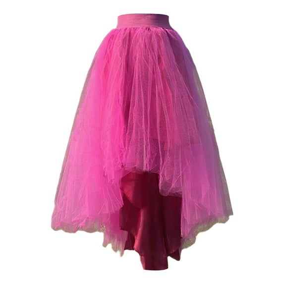 Elegant Layered Mesh Skirt with Asymmetrical Hem High Waist Flowy Chiffon Tiered Ruffle Design for Women