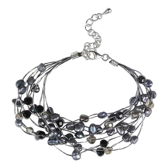 Elegant Layers Black Freshwater Pearls Fashion Bracelet