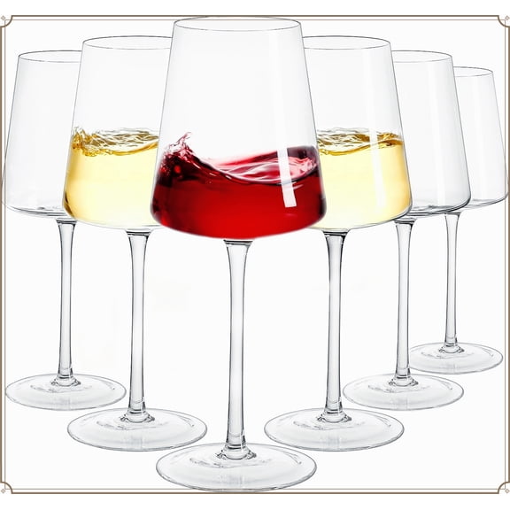 Elegant Lead-Free Crystal Wine Glass Set of 6 - 13.5oz Hand-Blown Design