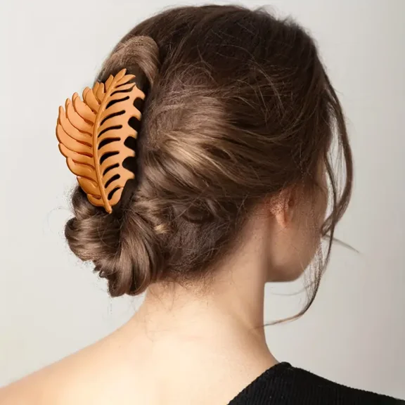 Elegant Leaf Design Large Hair Claw For Women Spring Fall Autumn Hair Clips