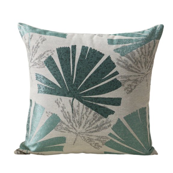 Elegant Leaf Pattern Throw Pillow Case Wrinkled Soft Linen Hidding Zippers Cushion Cover For Sofa Chair Decors