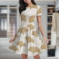 thumbnail image 1 of Elegant Leaf Print Pattern Women's Classic Swing Skater Dress Casual Work Party Cocktail Dresses, 1 of 6