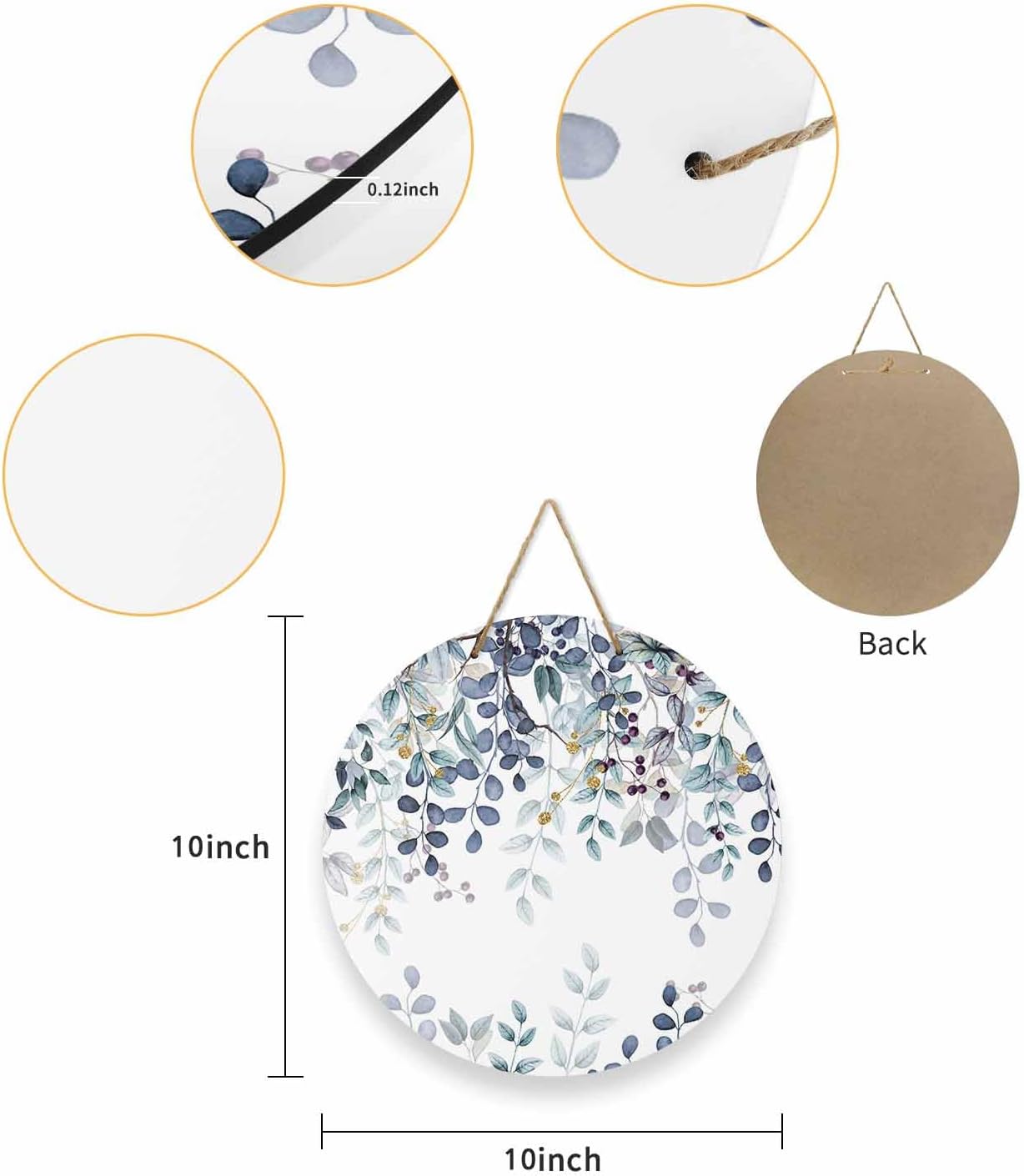 Elegant Leaf Spring Plant Sign For Front Door Porch Decor